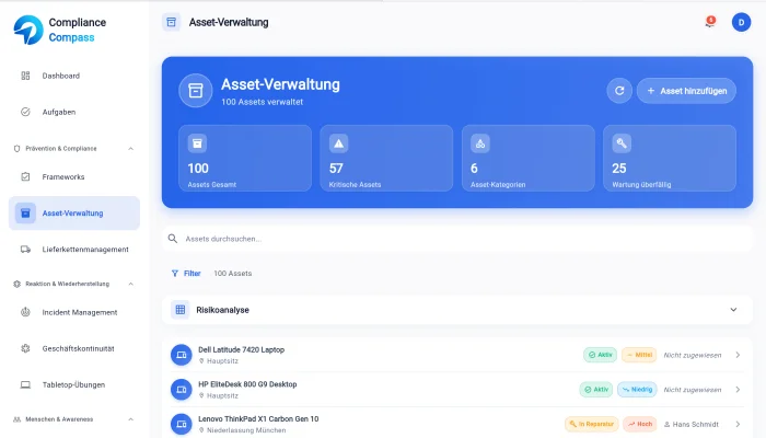 Risikomanagement Dashboard